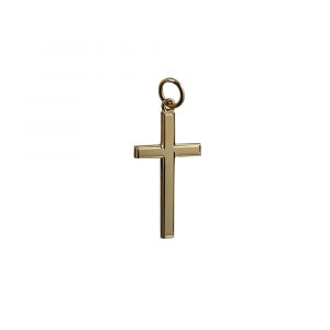 9ct Gold 25x15mm line border Solid Block Cross