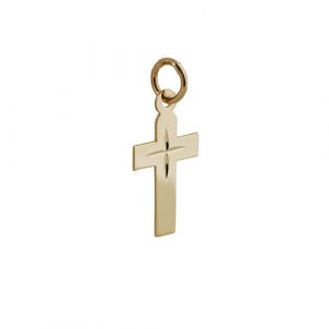 9ct Gold 15x11mm diamond cut star flat latin Cross