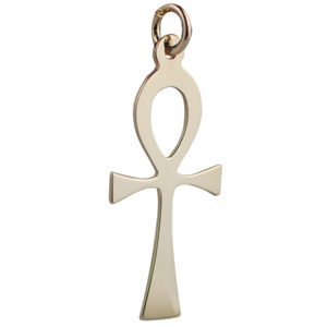 9ct Gold 33x17mm Plain Solid Ankh or Peace Cross