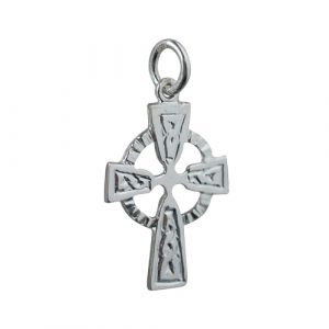Silver 22x16mm embossed pattern Celtic Cross