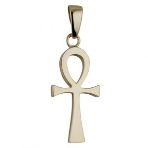 18ct Gold 32x16mm plain Solid Ankh or Peace Cross with bail