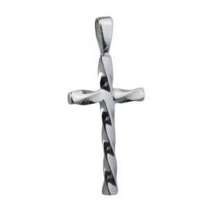 Silver 33x18mm fancy Twist Cross