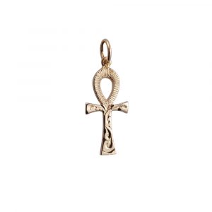 9ct Gold 18x10mm hand engraved Solid Ankh Cross