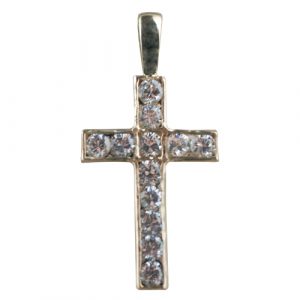 9ct Gold 25x16mm Apostle's Cross set with 12 Cubic zirconia