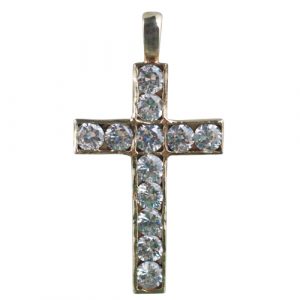 9ct Gold 25x16mm Apostle's Cross set with 12 Cubic zirconia