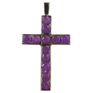 9ct Gold 25x16mm Apostle's Cross set with 12 Amethysts