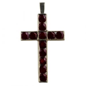 9ct Gold 25x16mm Apostle's Cross set with 12 Garnets