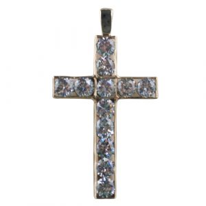 9ct Gold 25x16mm Apostle's Cross set with 12 CZ's