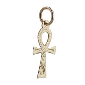 9ct Gold 17x9mm hand engraved Ankh Cross