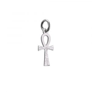 Silver 18x10mm hand engraved Ankh Cross