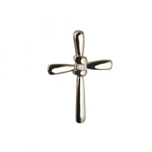 9ct Gold 30x22mm plain fancy Cross set with a 10pt diamond