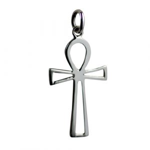 Silver 28x17mm plain pierced Ankh or Peace Cross