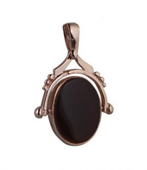 9ct Rose Gold 36x25mm 2 stone Spinning Fob Pendant
