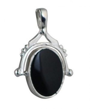 Silver 36x25mm 2 stone Cameo Spinning Fob Pendant