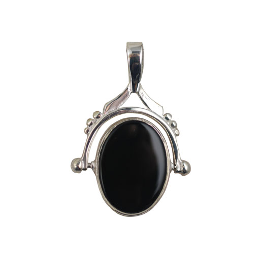 Silver 36x25mm 2 stone Spinning Fob Pendant