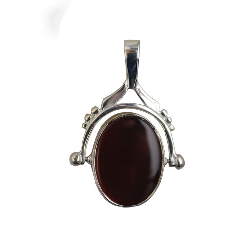 Silver 36x25mm 2 stone Spinning Fob Pendant - Image 2
