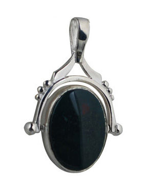 Silver 36x25mm 2 stone Spinning Fob Pendant