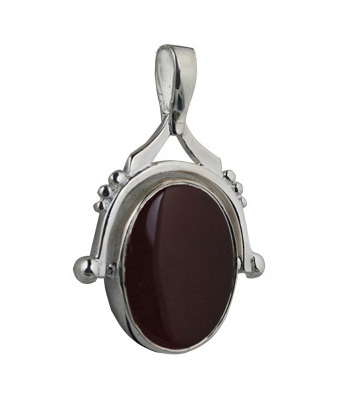 Silver 36x25mm 2 stone Spinning Fob Pendant - Image 2