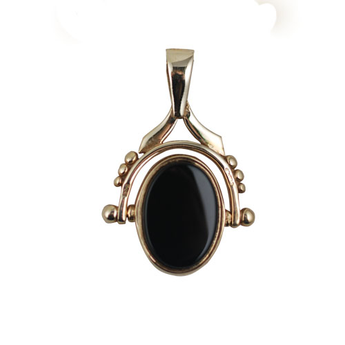 9ct Gold 29x20mm 2 stone Cameo Spinning Fob Pendant - Image 2