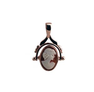 9ct Rose Gold 29x20mm 2 stone Cameo Spinning Fob Pendant
