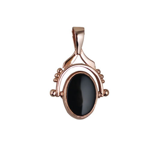 9ct Rose Gold 29x20mm 2 stone Cameo Spinning Fob Pendant - Image 2
