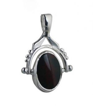 Silver 29x20mm 2 stone Spinning Fob Pendant