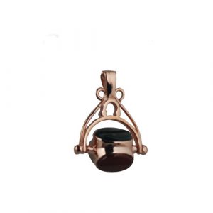 9ct Rose Gold 27x20mm 3 stone spinning Fob Pendant