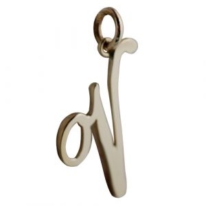 9ct Gold 26x23mm plain Palace script Initial V Pendant
