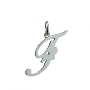 Silver 28x11mm plain Palace script Initial F Pendant