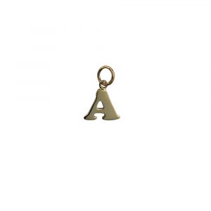 9ct Gold 11x12mm plain Initial A Pendant or Charm