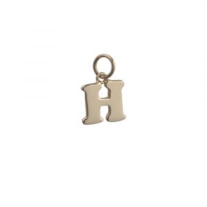 9ct Gold 11x12mm plain Initial H Pendant or Charm