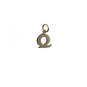 9ct Gold 13x12mm plain Initial Q Pendant or Charm