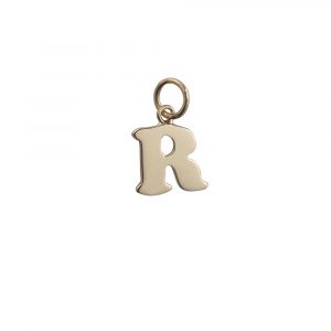 9ct Gold 12x11mm plain Initial R Pendant or Charm