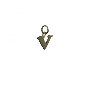 9ct Gold 11x12mm plain Initial V Pendant or Charm