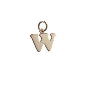 9ct Gold 15x11mm plain Initial W Pendant or Charm