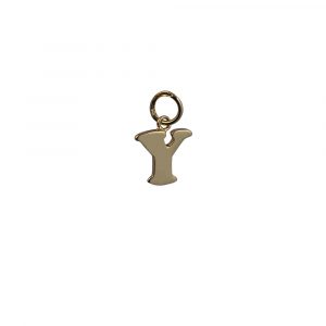 9ct Gold 11x12mm plain Initial Y Pendant or Charm