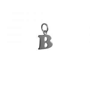 Silver 10x10mm plain Initial B Pendant or Charm