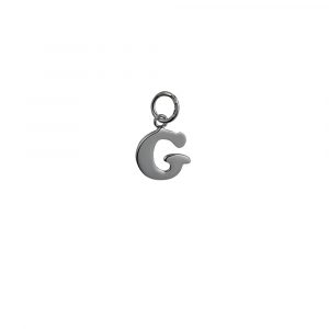 Silver 11x12mm plain Initial G Pendant or Charm