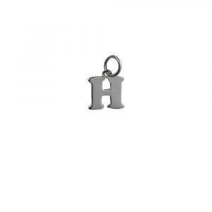 Silver 11x12mm plain Initial H Pendant or Charm