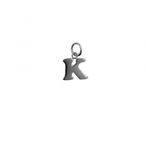Silver 12x10mm plain Initial K Pendant or Charm
