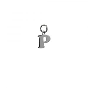 Silver 10x10mm plain Initial P Pendant or Charm