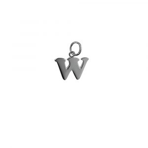 Silver 15x11mm plain Initial W Pendant or Charm