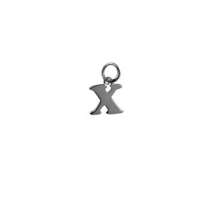 Silver 11x11mm plain Initial X Pendant or Charm