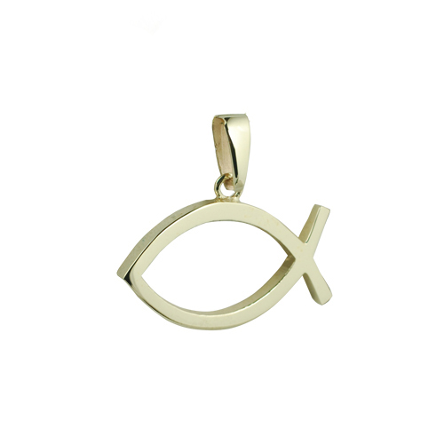 9ct Gold 19x35mm plain christian fish Pendant with bail