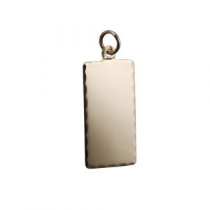 9ct Gold 26x13mm diamond cut edge rectangular Disc