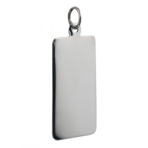 9ct White Gold 26x13mm plain rectangular Disc
