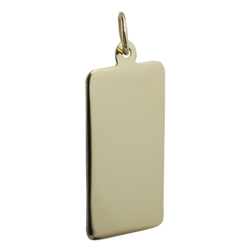 18ct Gold 26x13mm plain rectangular Disc