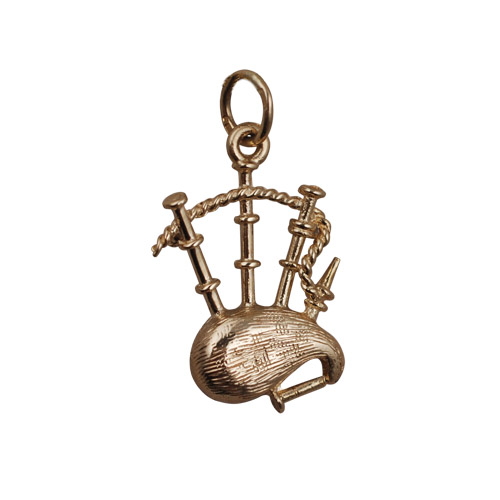 9ct Gold 18x15mm Bagpipes charm or Pendant
