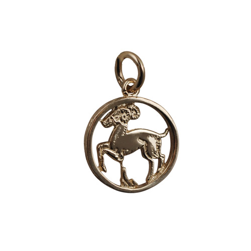 9ct Gold 15mm round Aries Zodiac Charm