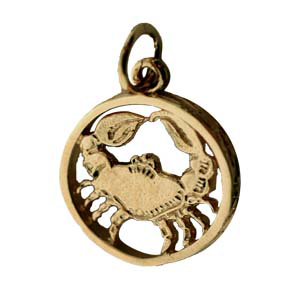 9ct Gold 15mm round Cancer Zodiac Charm